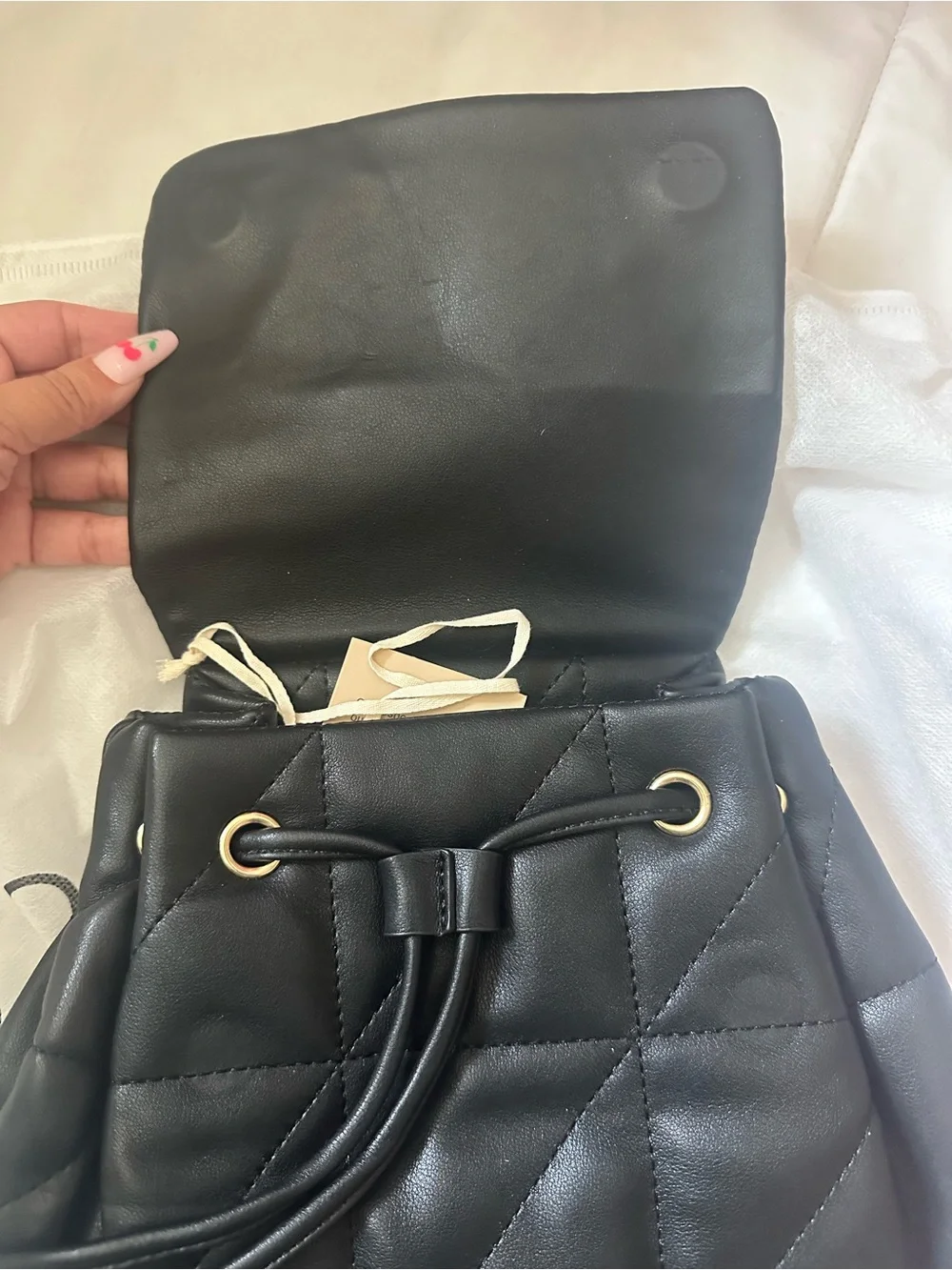Black leather backpack